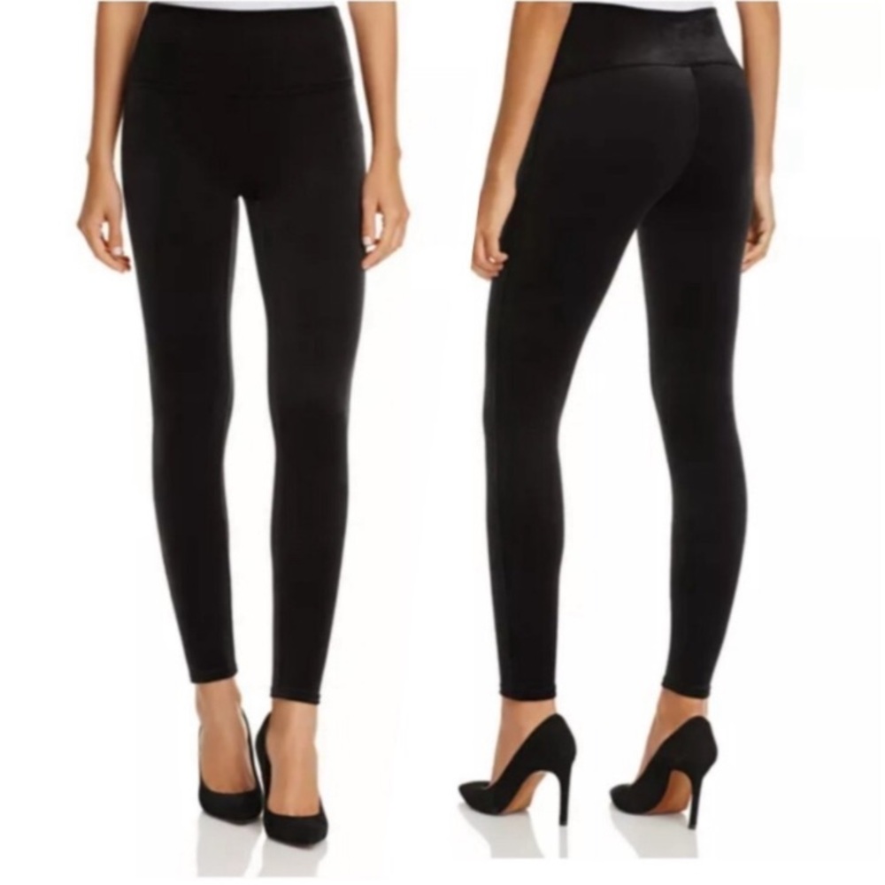 SPANX High Rise Velvet Leggings Pants, Size Large, Black